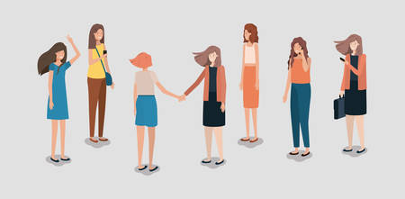 group of women using smartphone vector illustration designのイラスト素材
