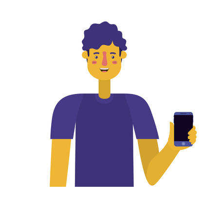 young man with smartphone vector illustration designのイラスト素材