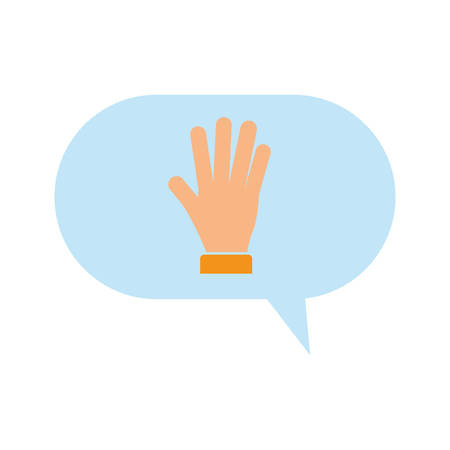 speech bubble chat with hand vector illustration designのイラスト素材