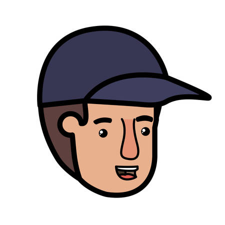 head of man with cap avatar character vector illustration desingのイラスト素材