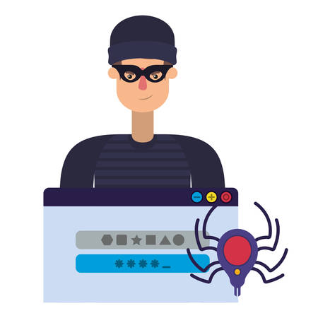 hacker stealing information avatar character vector illustration designのイラスト素材