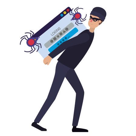 hacker stealing information avatar character vector illustration designのイラスト素材