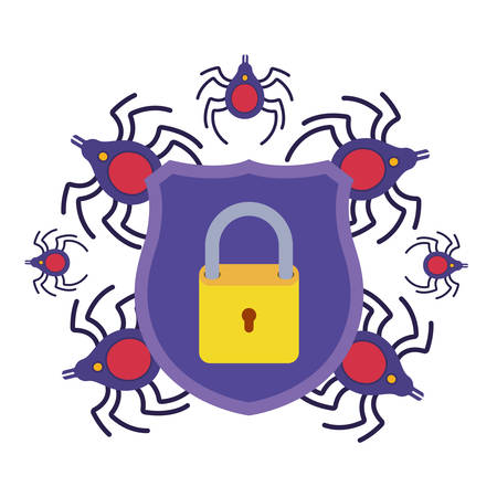 shield with star and spider isolated icons vector illustration designのイラスト素材