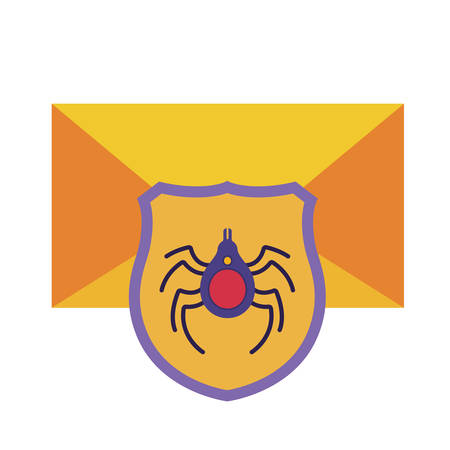 closed letter with shield isolated icons vector illustration desingのイラスト素材