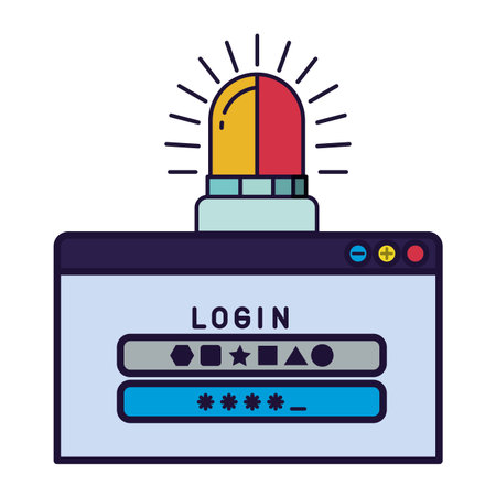 computer window with password and siren on isolated icon vector illustration designのイラスト素材
