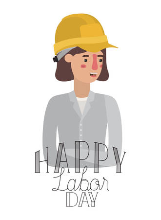 woman construction celebrating the labor day avatar character vector illustration desingのイラスト素材