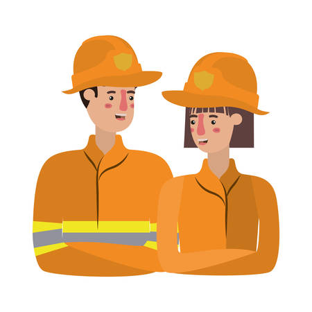 couple of firefighters avatar character vector illustration designのイラスト素材