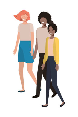 group of people standing avatar character vector illustration designのイラスト素材