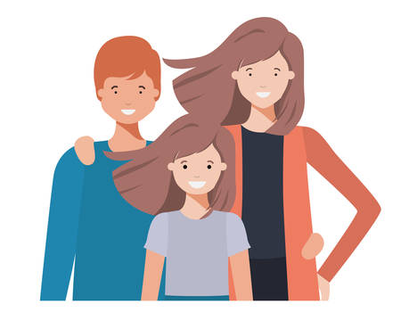 family waving avatar character vector illustration designのイラスト素材