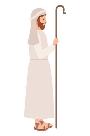 saint joseph with cane character vector illustration designのイラスト素材