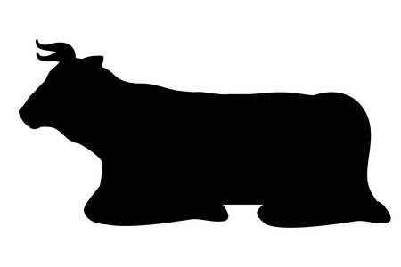 Cute ox silhouette manger character. Vector illustration designのイラスト素材