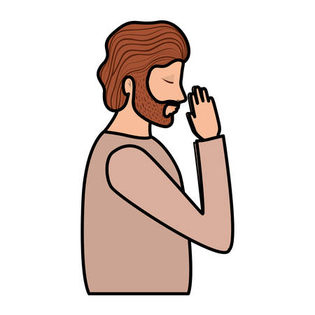 saint joseph praying character vector illustration designのイラスト素材