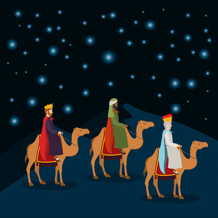 Wise men traveling in the desertのイラスト素材