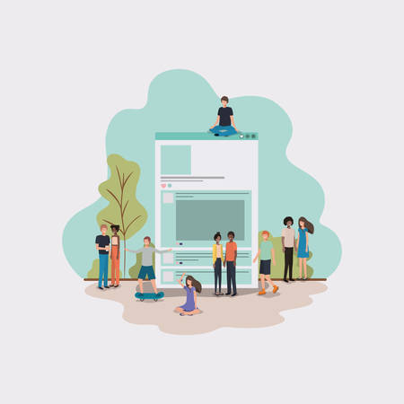 Mini people with documents paperのイラスト素材