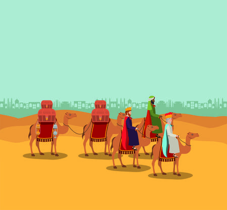 Wise men travelling in the desertのイラスト素材