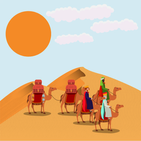 Wise men travelling in the desertのイラスト素材