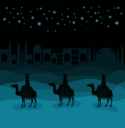 Wise men traveling in the desertのイラスト素材