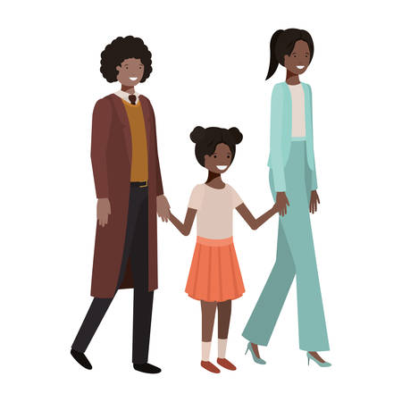 parents couple with daugether avatar character vector illustration desingのイラスト素材