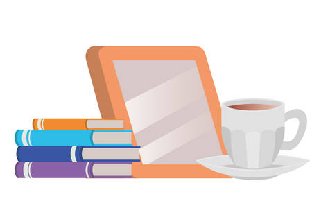 portrait with books and cup coffee isolated icon vector illustration desingのイラスト素材