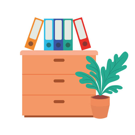 wooden drawer with books isolated icon vector illustration desingのイラスト素材