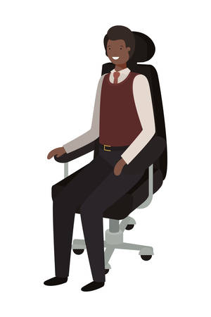 businessman sitting in office chair avatar character vector illustration desingのイラスト素材