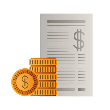 payment document with coins isolated icon vector illustration designのイラスト素材