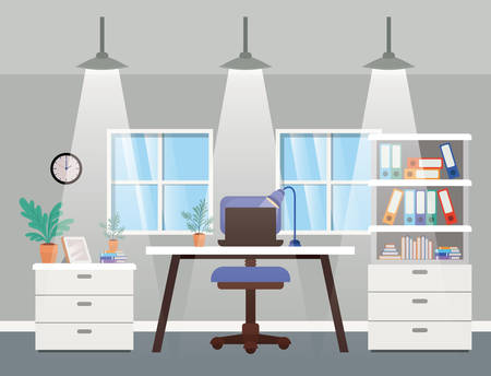 modern office boss scene vector illustration designのイラスト素材