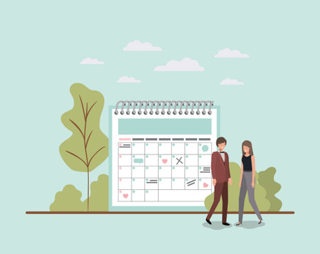 mini people with calendar reminder vector illustration designのイラスト素材