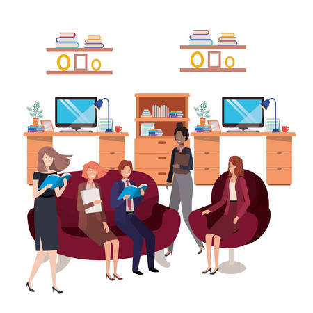 group of people business in the work office vector illustration designのイラスト素材