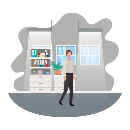 businessman in the work office avatar character vector illustration desingのイラスト素材
