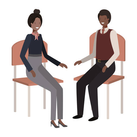 couple of business sitting in chair avatar character vector illustration desingのイラスト素材