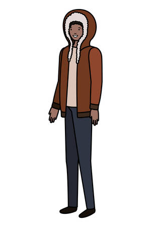 young man with winter clothes avatar character vector illustration designのイラスト素材