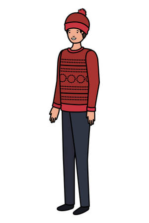 young man with winter clothes avatar character vector illustration designのイラスト素材
