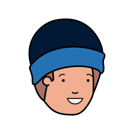 head of man with winter hat avatar character vector illustration designのイラスト素材