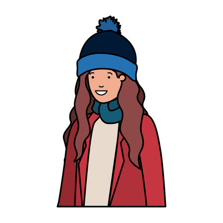 young woman with winter clothes avatar character vector illustration designのイラスト素材