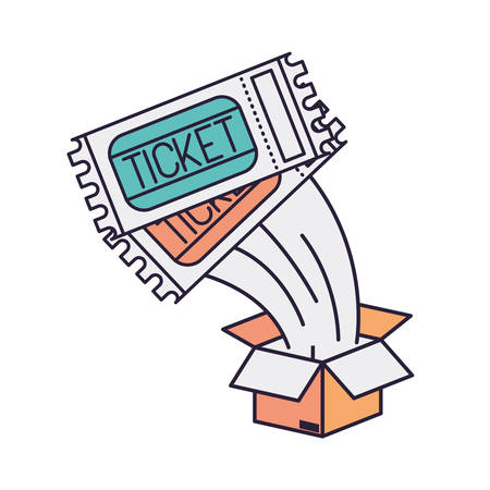 cardboard box with tickets comming out vector illustration designのイラスト素材