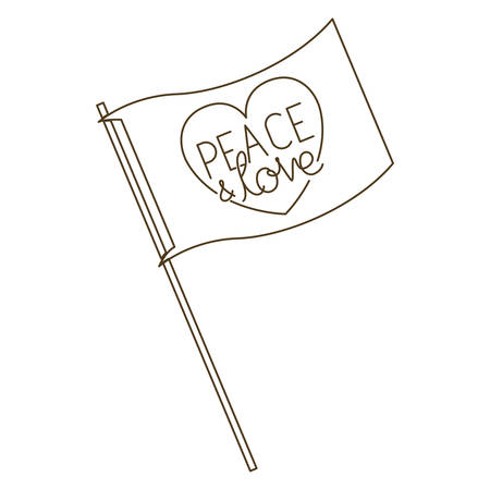 peace and love on flag isolated icon vector illustration designのイラスト素材