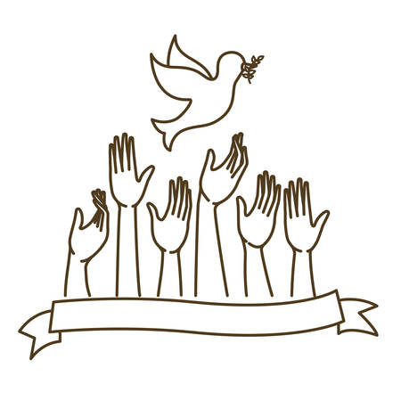 hands receiving pigeon isolated icon vector illustration designのイラスト素材