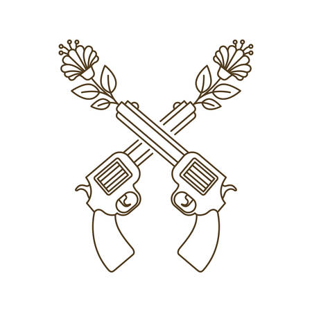 pistols with flower isolated icon vector illustration designのイラスト素材