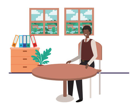 businessman sitting with view the landscape by window vector illustration designのイラスト素材