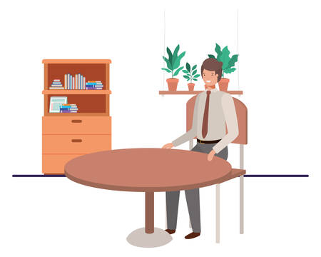 businessman sitting in the living room vector illustration desingのイラスト素材