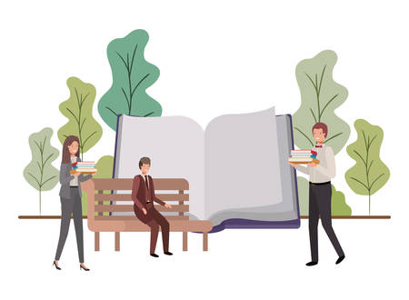 group of people business with open book vector illustration desingのイラスト素材