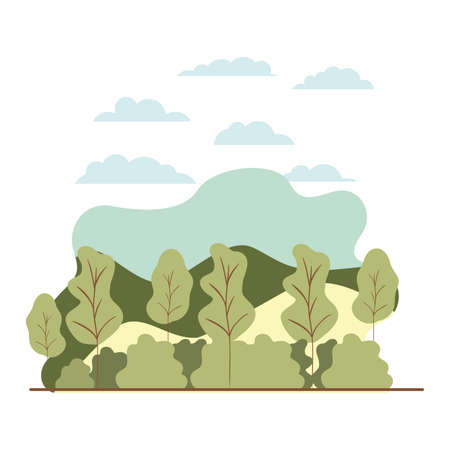 trees plant with landscape isolated icon vector illustration desingのイラスト素材