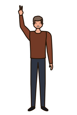 young man avatar character vector illustration desingのイラスト素材