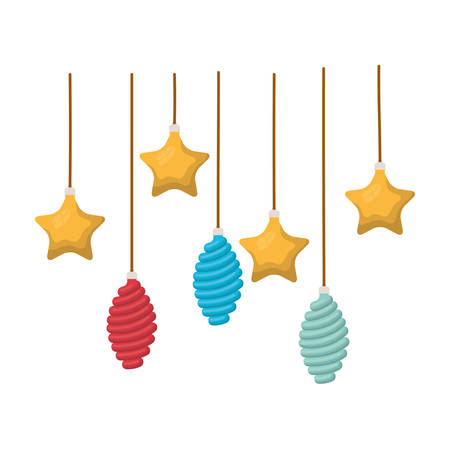 christmas balls decoration hanging isolated icon vector illustration designのイラスト素材