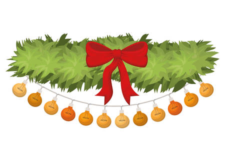 garland with bows and holiday lights vector illustration designのイラスト素材
