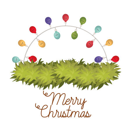 merry christmas and garland with lights vector illustration deisgnのイラスト素材