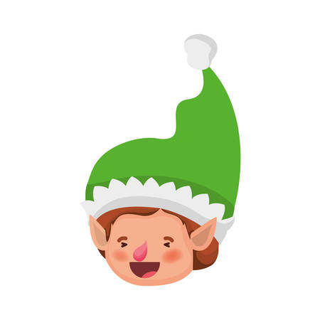 elf head with hat avatar character vector illustration designのイラスト素材