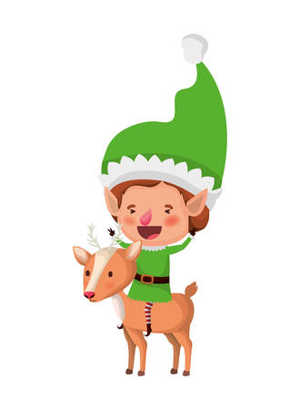 elf with reindeer avatar character vector illustration designのイラスト素材