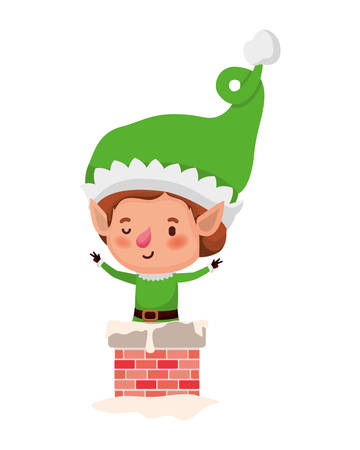 elf with fireplace avatar character vector illustration designのイラスト素材